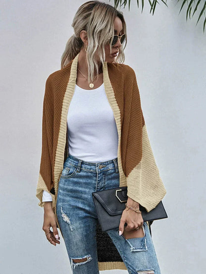 Weite Strickjacke Damen Oversized Wolle Fledermausärmel