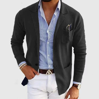 Herren Strickblazer Elegant Mit Praktischen Taschen