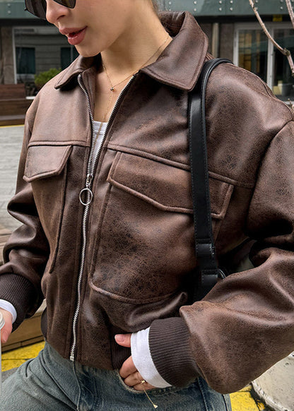 Rippstopfer Lederjacke Trendy Vintage Style