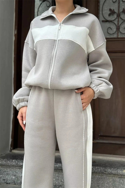 Damen Sportliches Loungewear Set mit Hochkragen und Reißverschluss