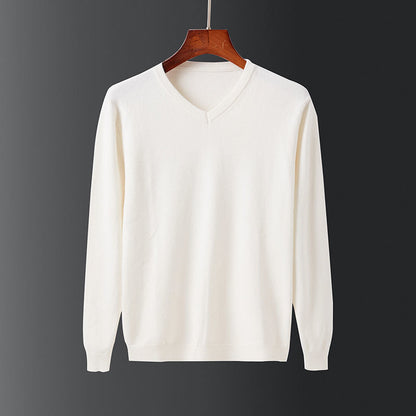 Herren Pullover V-Ausschnitt Feinwolle Eleganz - IdealeKleiden