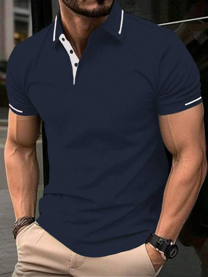 Herren Poloshirt Modern Stehkragen Leichtes Baumwollhemd