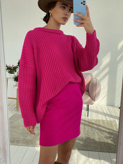 Große Strickjacke Rippmuster Entspanntes Design