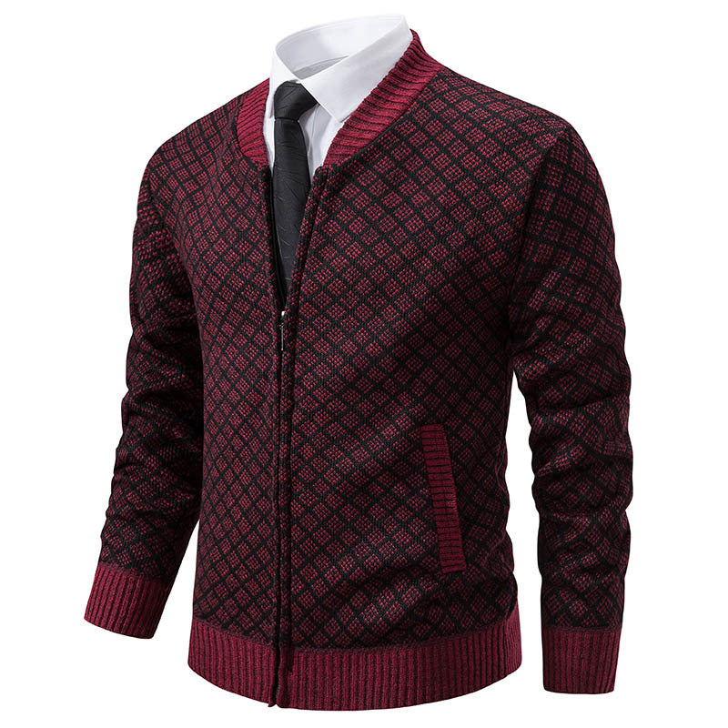 Herren Strickjacke Moderne Zippverschluss Strukturiert Stilvoll