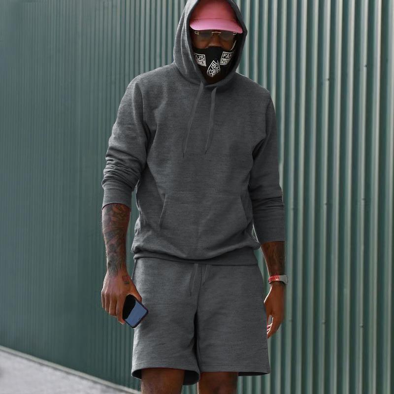 Herren Sportset Sweat Hoodie Shorts Komfort