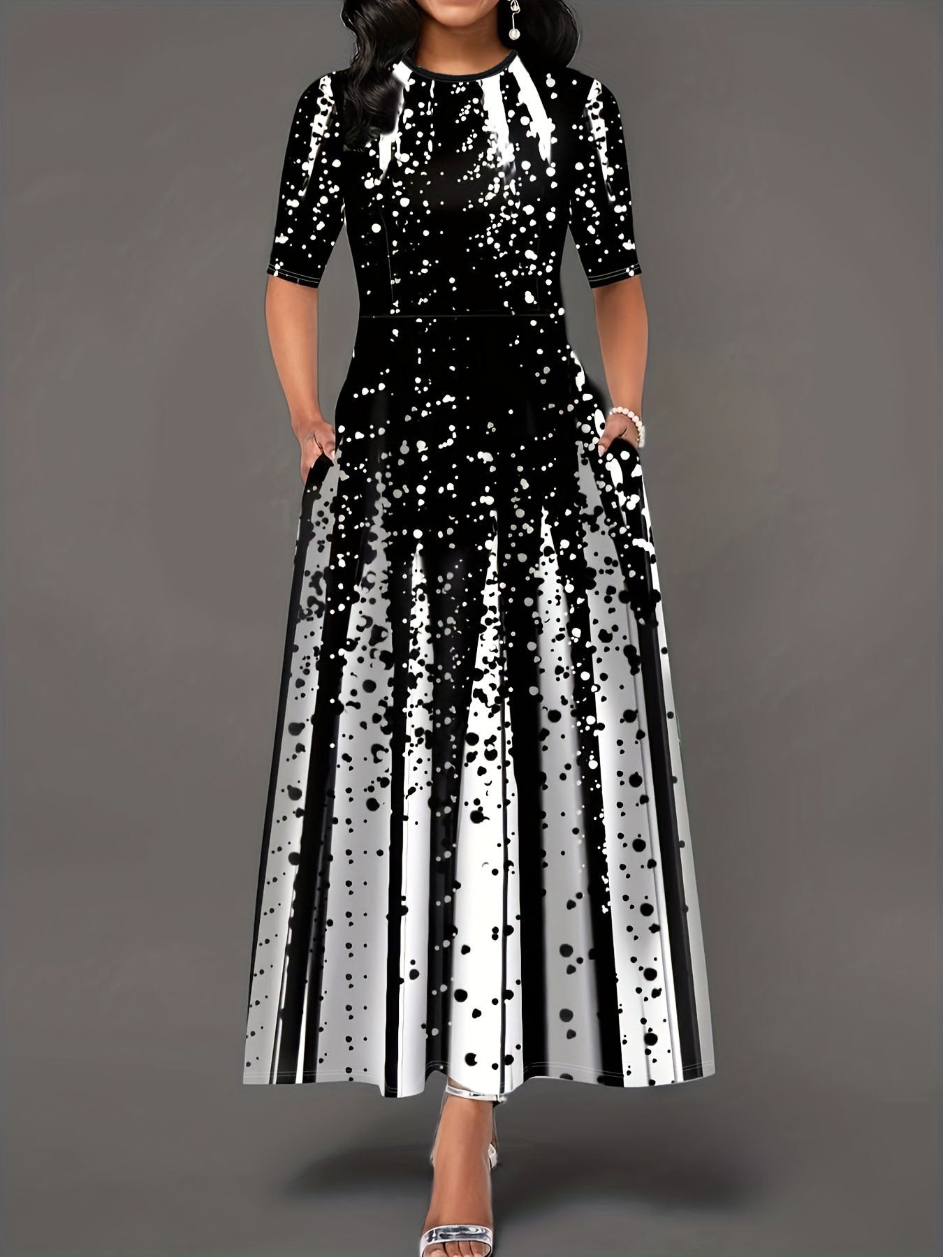 Damen Maxikleid Sommer Farben Spritzmuster