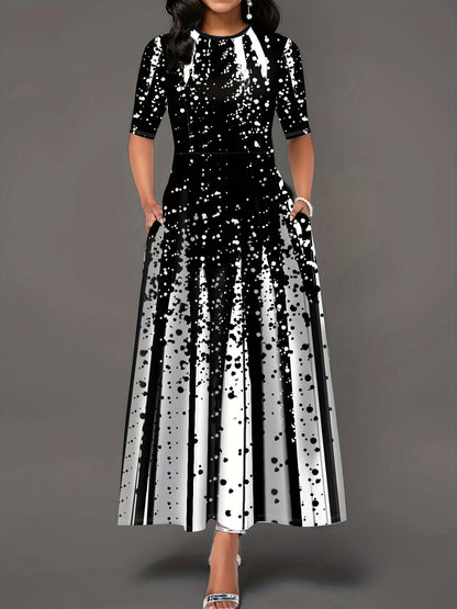 Damen Maxikleid Sommer Farben Spritzmuster