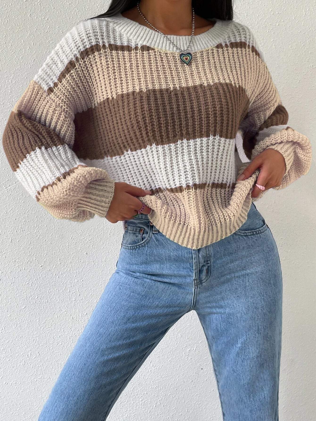 Großer Strickpullover Übergröße Langarm