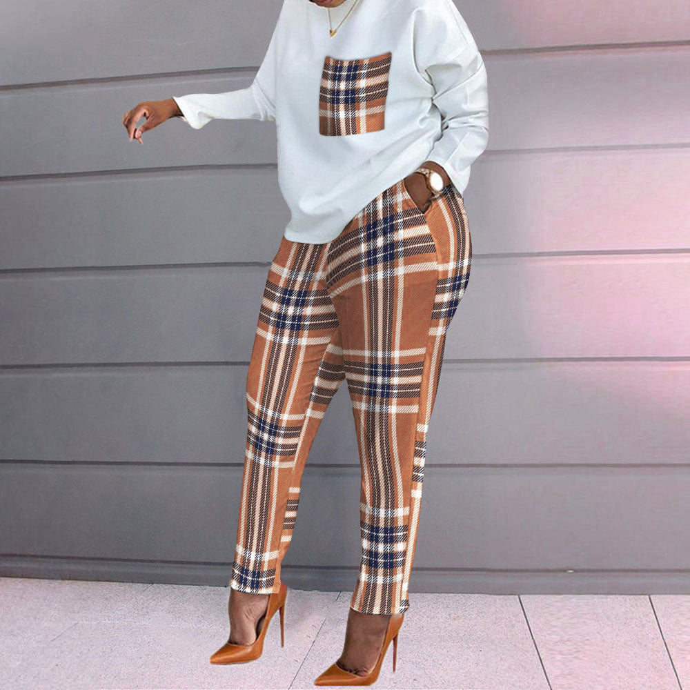 Damen Karo Freizeitanzug Bequem Stylish