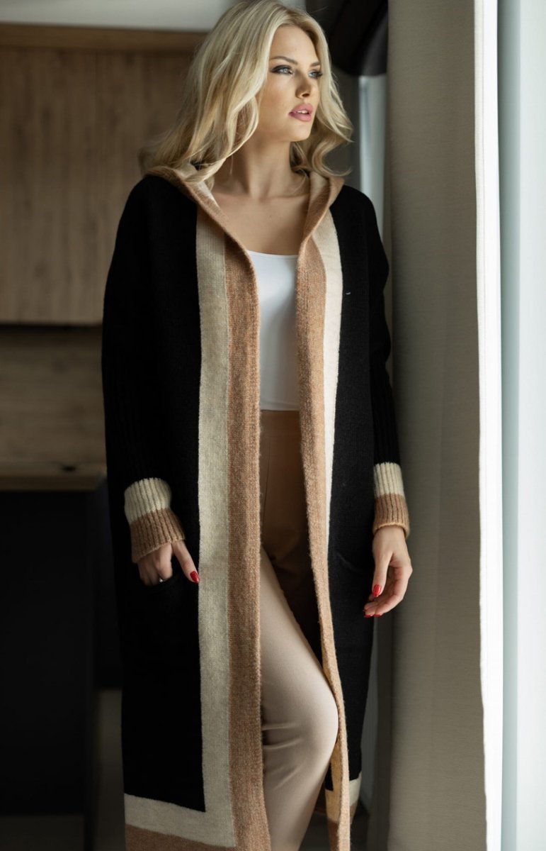 Mantel Stricklook Oversized Langärmlig mit Taschen - IdealeKleiden