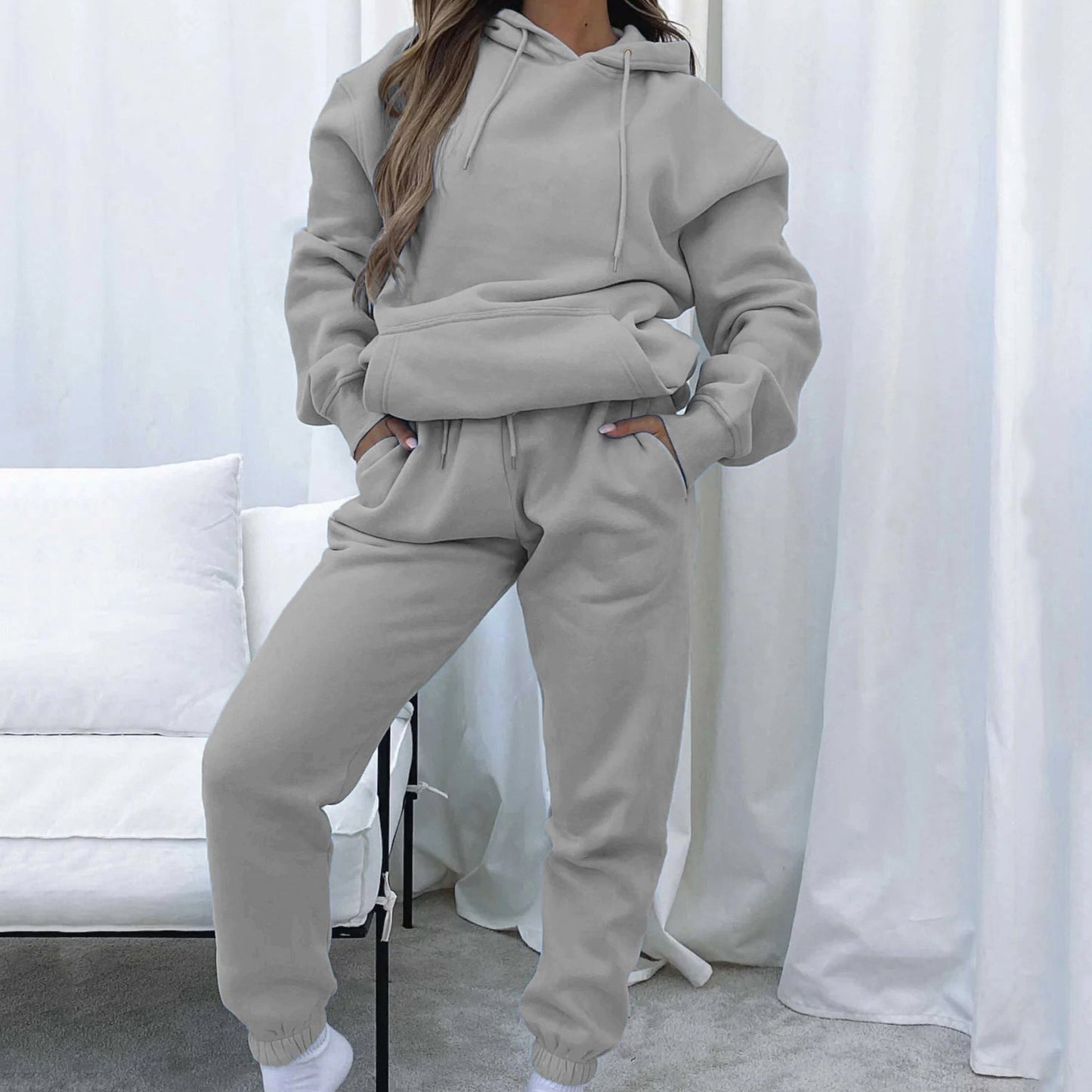 Damen Bequemer Kapuzenpullover mit Jogginghose Set