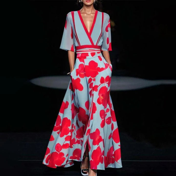 Damen Maxikleid Sommer Floral Elegant - IdealeKleiden