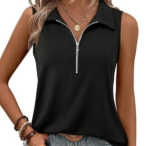 Damen Polo-Shirt Ärmellos Modern Style - IdealeKleiden