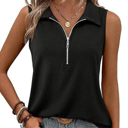 Damen Polo-Shirt Ärmellos Modern Style - IdealeKleiden