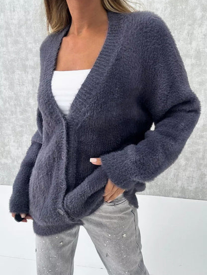 Damen Cardigan Weich Lockere Passform Elegantes Design
