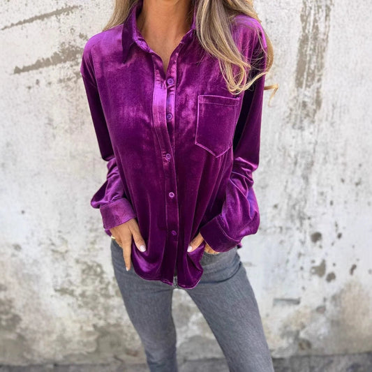 Damen Elegante Seidenbluse Klassischer Stil Langärmlig - IdealeKleiden