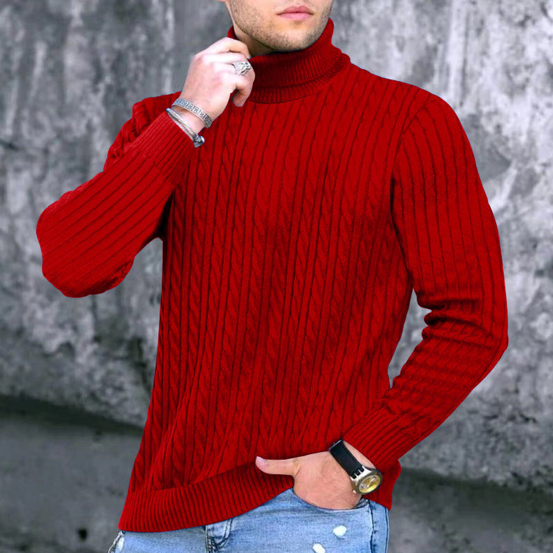 Herren Rollkragenpullover Elegantes Zopfmuster Design
