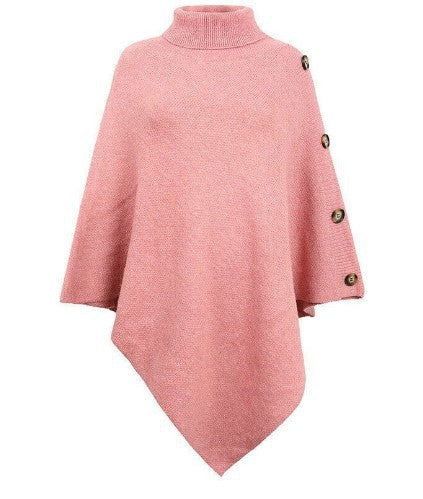 Damen Poncho Strick Modern Knöpfe