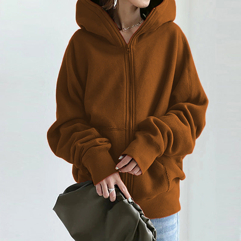 Bequeme Winterjacke Kapuze Reißverschluss - IdealeKleiden