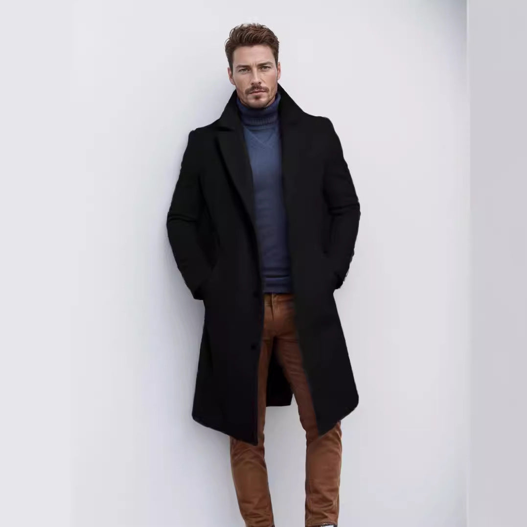 Herren Mantel Elegant Woll Obermaterial Struktur Optik