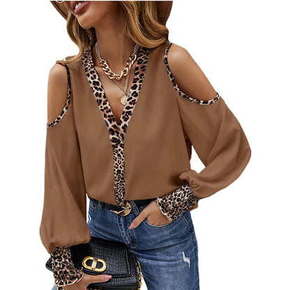 Damenbluse Elegant Tiermuster Cut-Out-Design