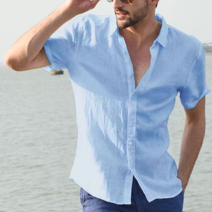 Herren Sommershirt Leinen Bequem Elegant
