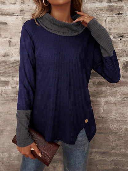Damen Langarmshirt Großzügig Kragen Strukturiertes Design