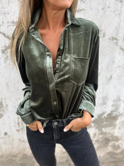 Damen Bluse Elegant Satin Klassischer Stil
