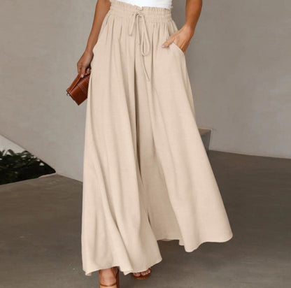 Damen Hose Elegant Weit mit Gummizug und Taschen