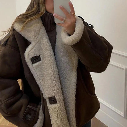 Damen Lammfell Jacke Weich Bequem Winter