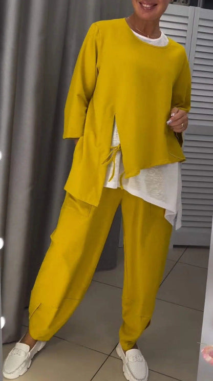 Damen Zweiteiler Lässig Asymmetrisch Trendy