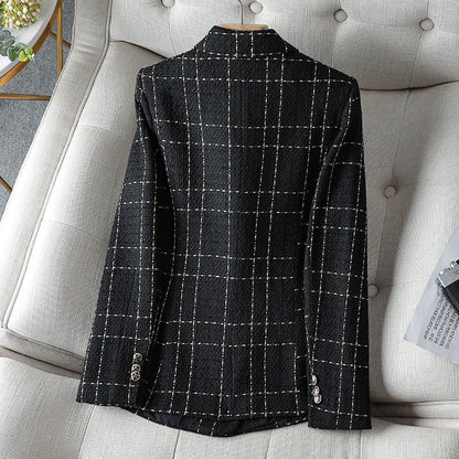 Frauen Blazer Elegant Taillierte Passform Tweed - IdealeKleiden