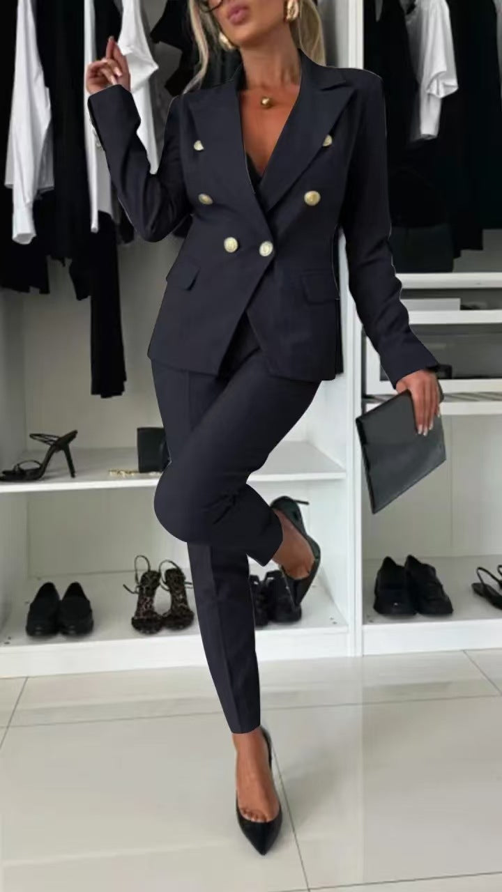 Modischer Blazer Slim Fit Doppelreiher Büroanzug