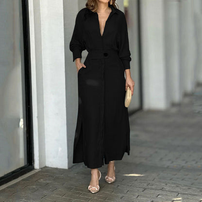 Damen Maxikleid Leinen Elegant Sommerkleid
