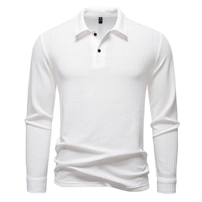 Herren Polo Hemd Langarm Strukturiert Elegant
