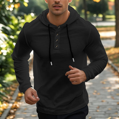 Herren Sport Hoodie mit Taschen und Knöpfen