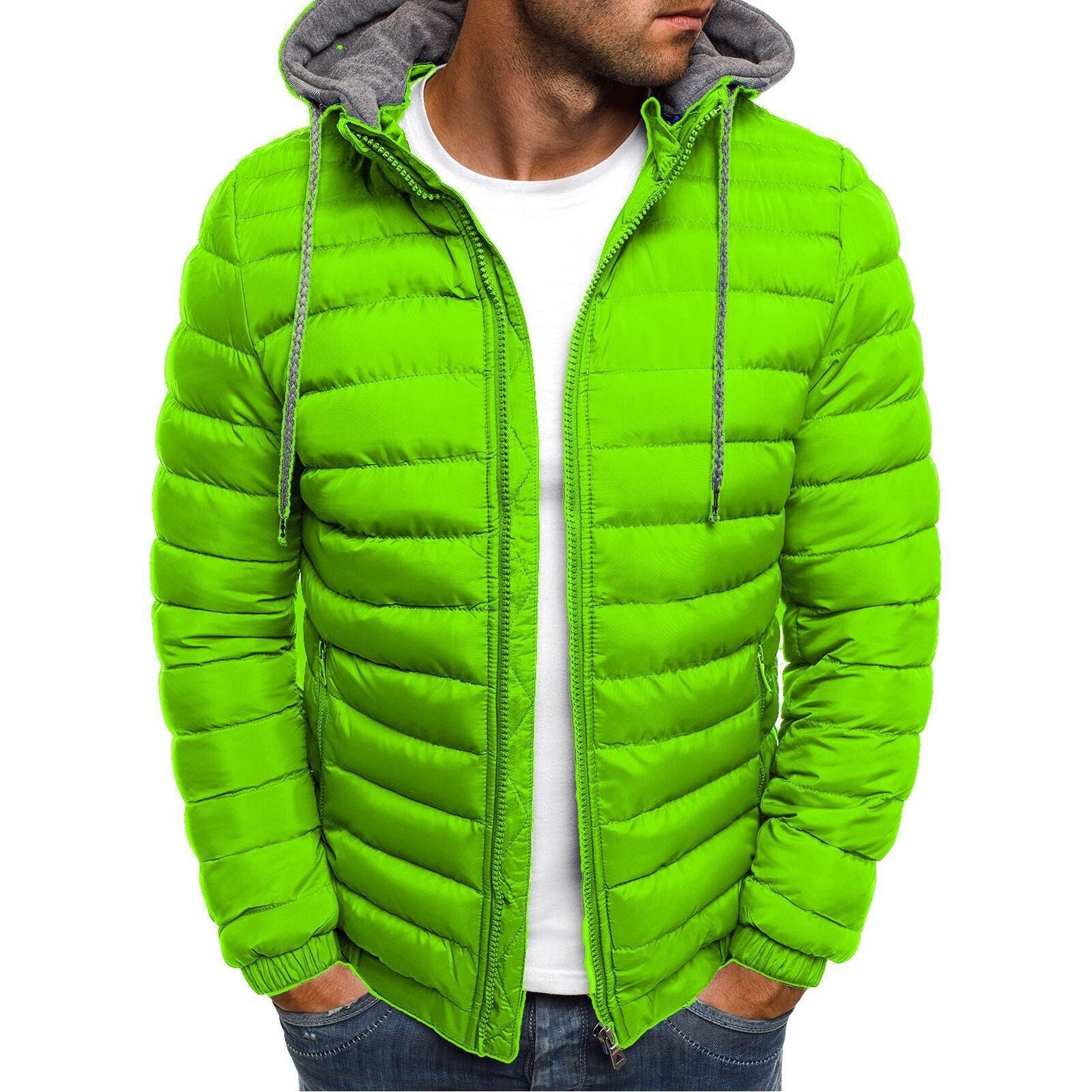 Herren Steppjacke Winddicht Kapuze