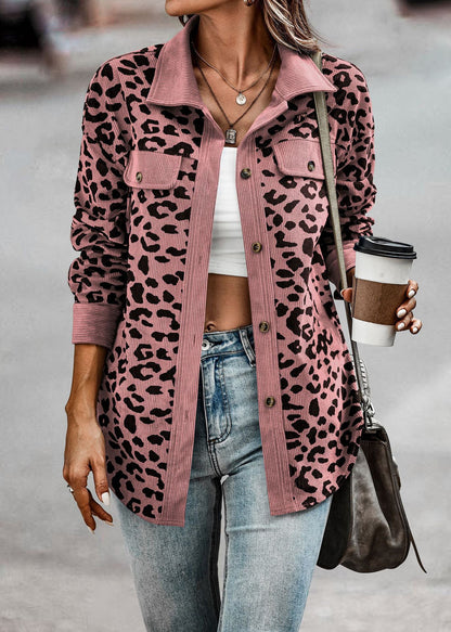 Damen Hemdenjacke Leoparden Muster Trendy Style