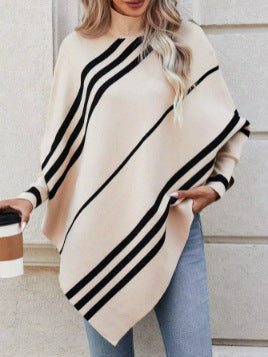 Damen Poncho Streifen Design Modern