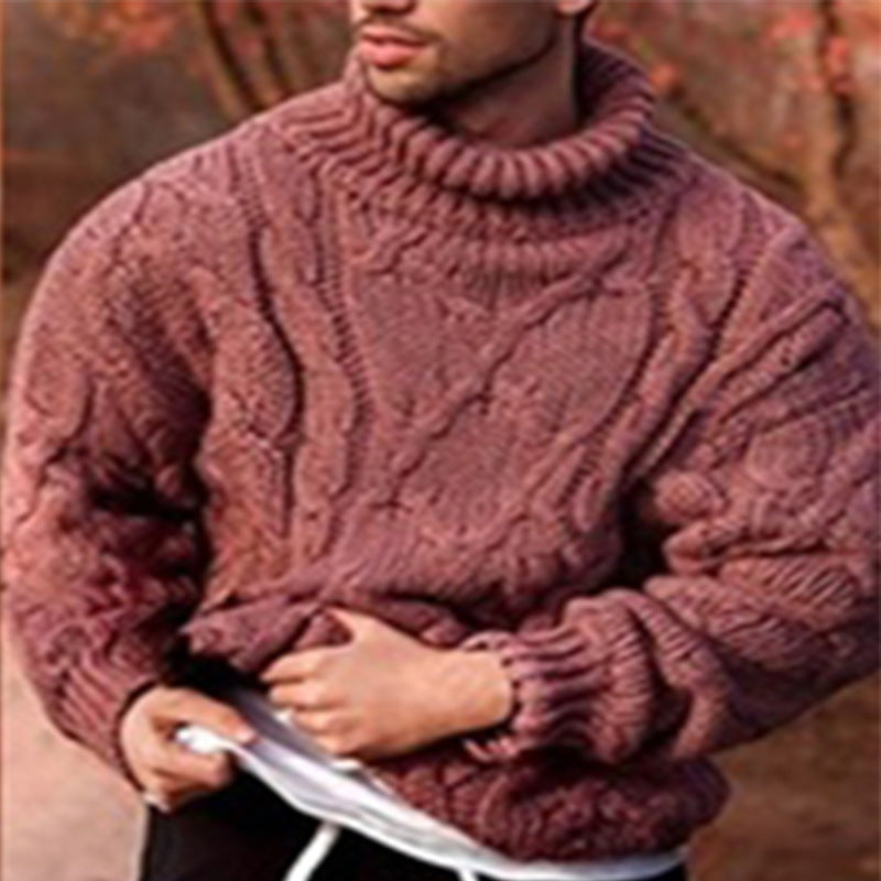 Herren Strickpullover Hochkragen Zopfmuster Elegance
