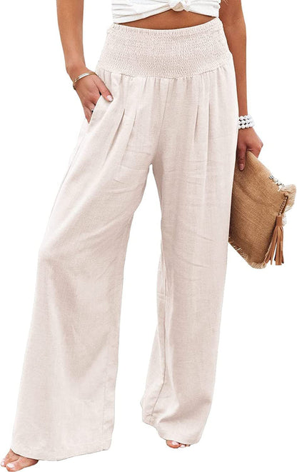 Damen Leinenhose Bequem Weit Geschnitten Sommerhosentyp
