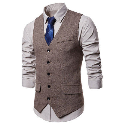 Herren Weste Klassisch Herringbone Design Praktisch