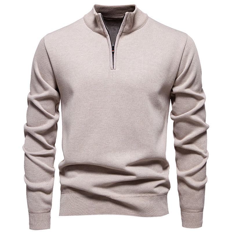 Herren Strickpullover Kurz Reißverschluss Hochkragen Elegant - IdealeKleiden
