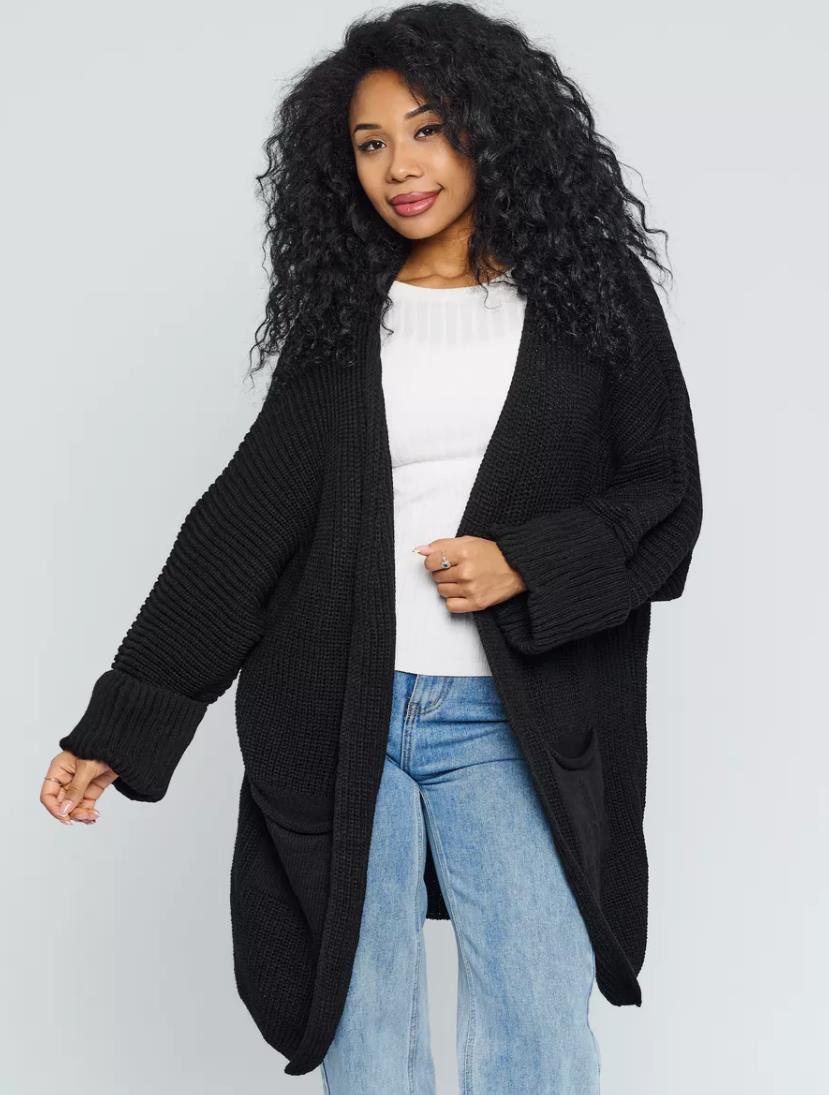 Große Strickjacke Übergröße Wollmischung Offen