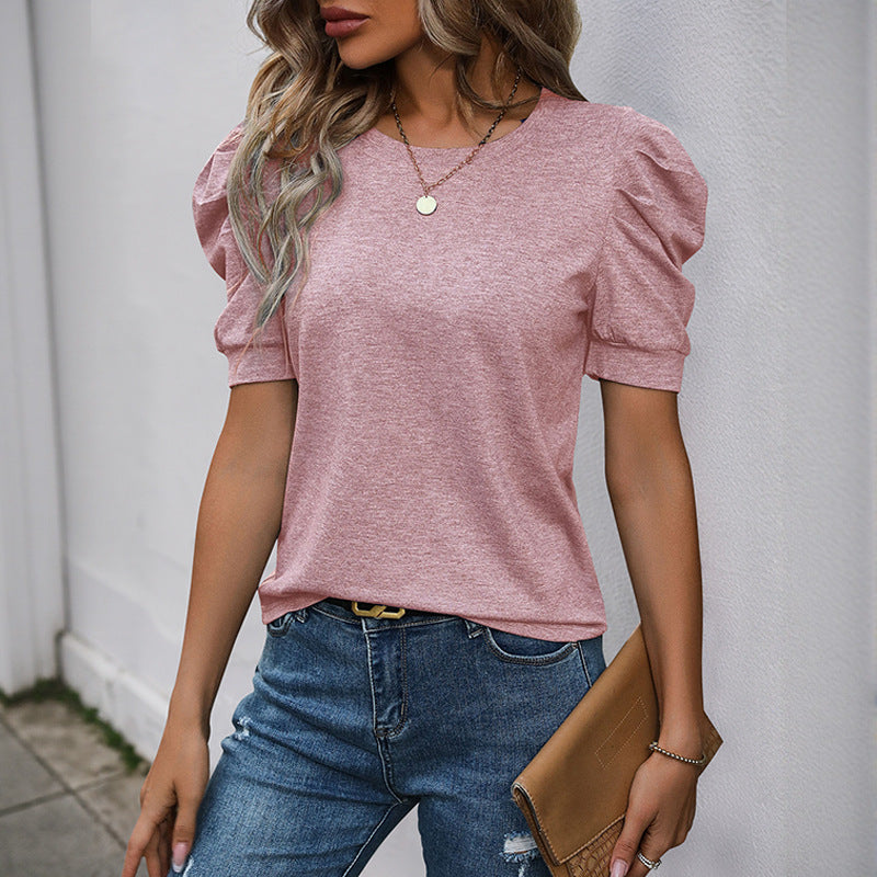 Elegantes Frauen T-Shirt mit Puffärmeln