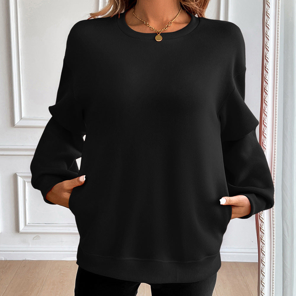 Bequemer Sweater Rundhals Lange Ärmel Weich