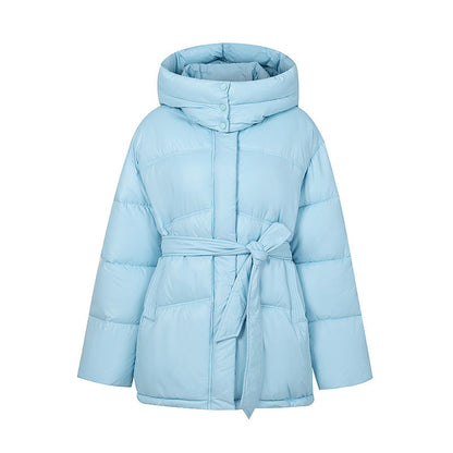 Damen Wintermantel Elegant Wattiert mit Gürtel und Kapuze