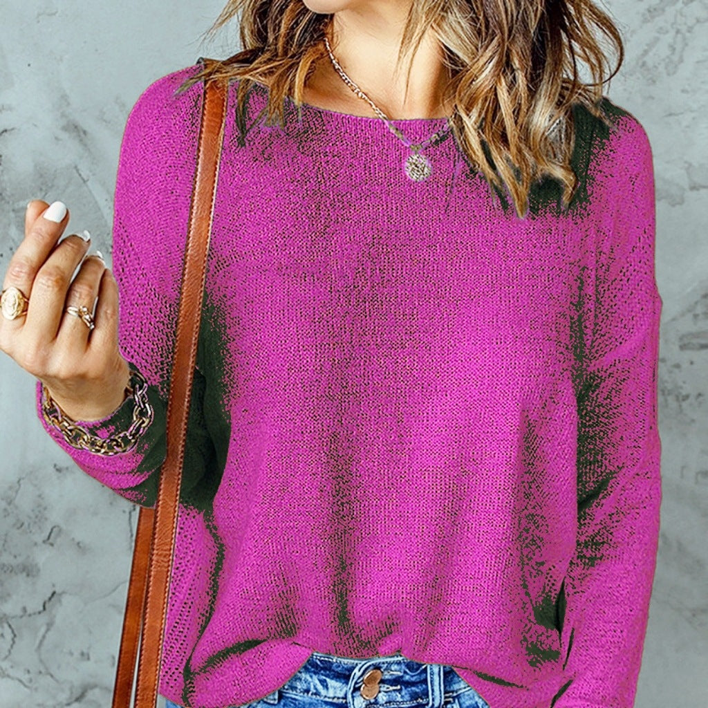 Damen Pullover Grobstrick Weit Geschnitten V-Ausschnitt