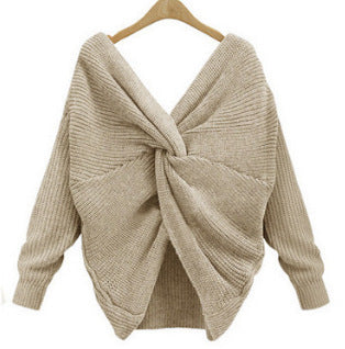 Damen Strickpullover Elegant V-Ausschnitt