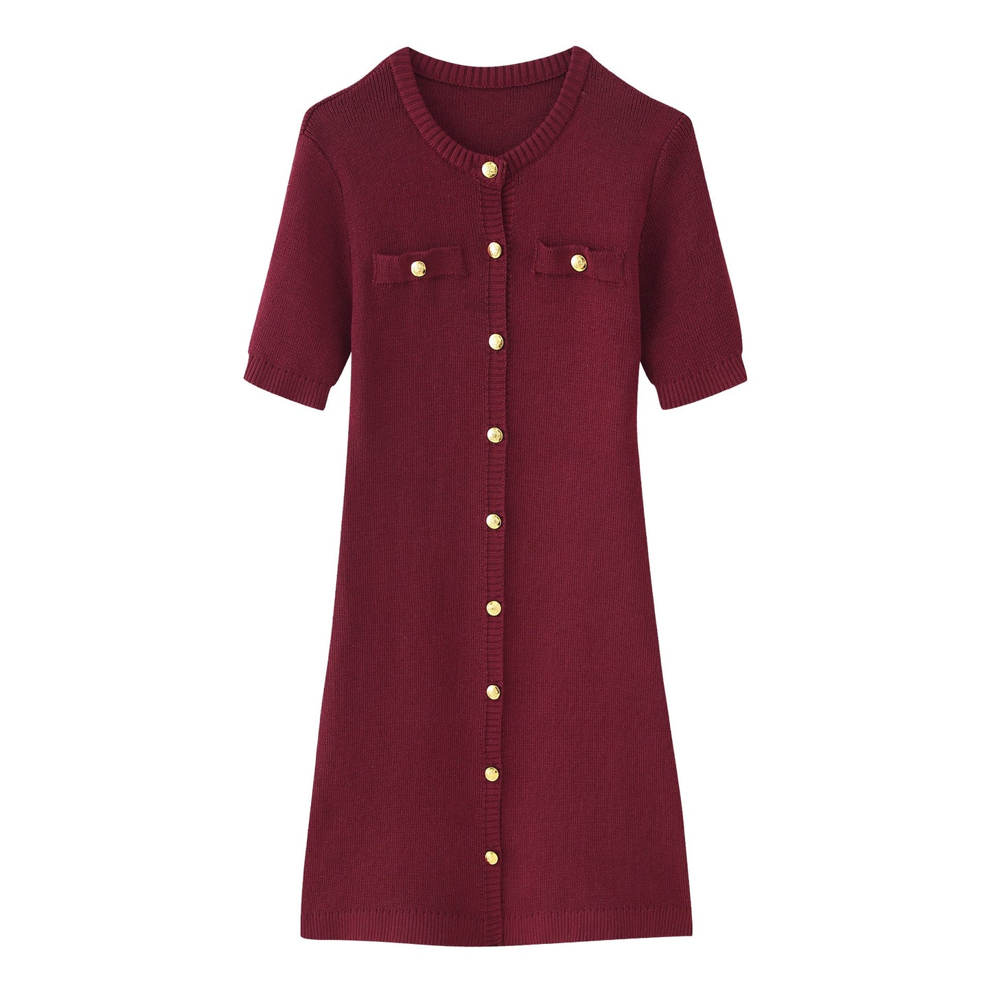 Damen Strickkleid Elegant Kurzärmlig